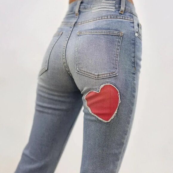Vintage Y2K Revice Heart Patch Highwaist Skinny Jeans - Picture 6 of 7
